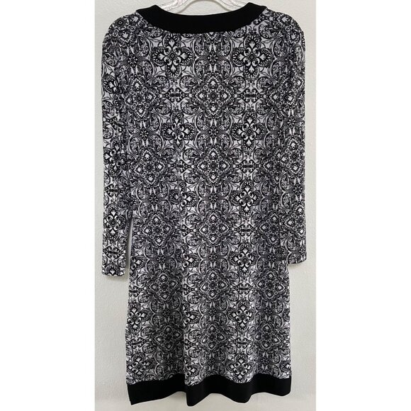 WHBM Black & White Printed Tunic Dress XXS 3/4 Sleeve Scoop - Picture 4 of 7